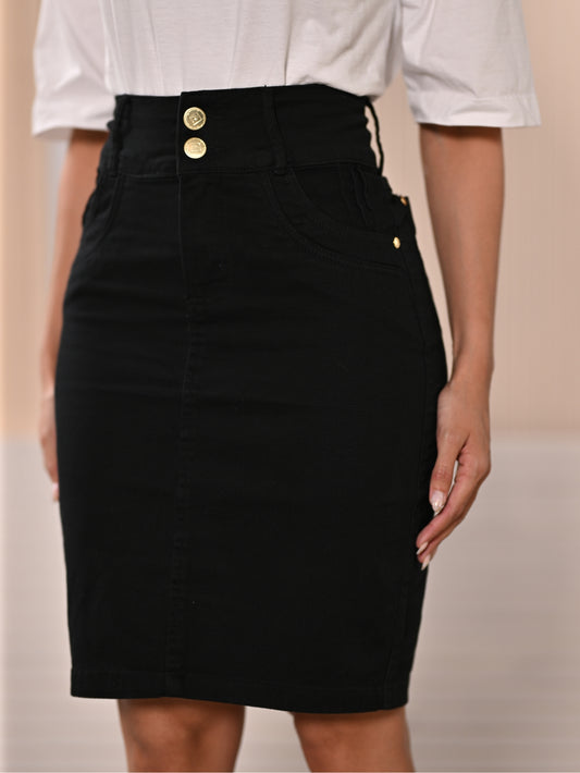 Women's Midi Skirt Black Anagrom Modest Style Ref.035