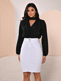 Women's Midi Skirt White Anagrom Modest Style Ref.047