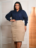 Women's Midi Skirt Beige Anagrom Modest Style Ref.254