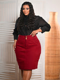 Women's Midi Skirt Red Anagrom Modest Style Ref.253