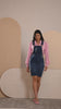 Anagrom Women's Denim Overall Skirt Adjustable Strap Stretchy jean Washed Blue Pinafore Style Dress Ref.4056