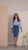Anagrom Straight Knee Length Stretch Washed Blue Denim Jean Skirt for Women Size 0-22 Regular and Plus Size Side Button Details Ref.211
