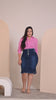 Anagrom Women's Knee Length Denim Skirt High Stretch Regular and Plus Size Classic Blue Ref.200