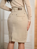 Women's Midi Skirt Beige Anagrom Modest Style Ref.254