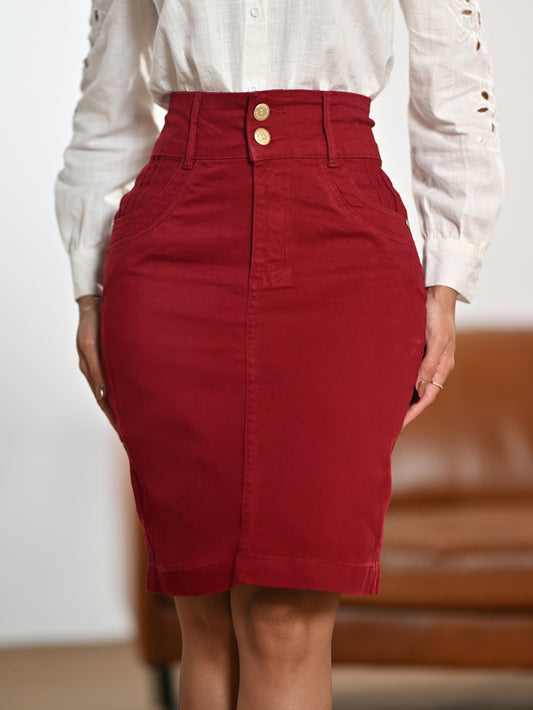 Women's Midi Skirt Red Anagrom Modest Style Ref.253