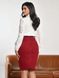 Women's Midi Skirt Red Anagrom Modest Style Ref.253